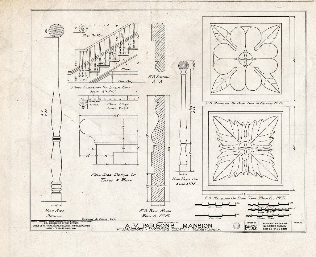 Blueprint HABS PA,41-WILPO,1- (Sheet 14 of 19) - Judge A. V. Parson Mansion, 5 East Fourth Street, Williamsport, Lycoming County, PA
