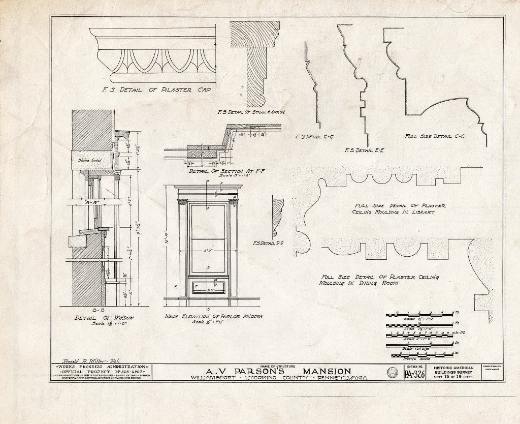 Blueprint HABS PA,41-WILPO,1- (Sheet 15 of 19) - Judge A. V. Parson Mansion, 5 East Fourth Street, Williamsport, Lycoming County, PA