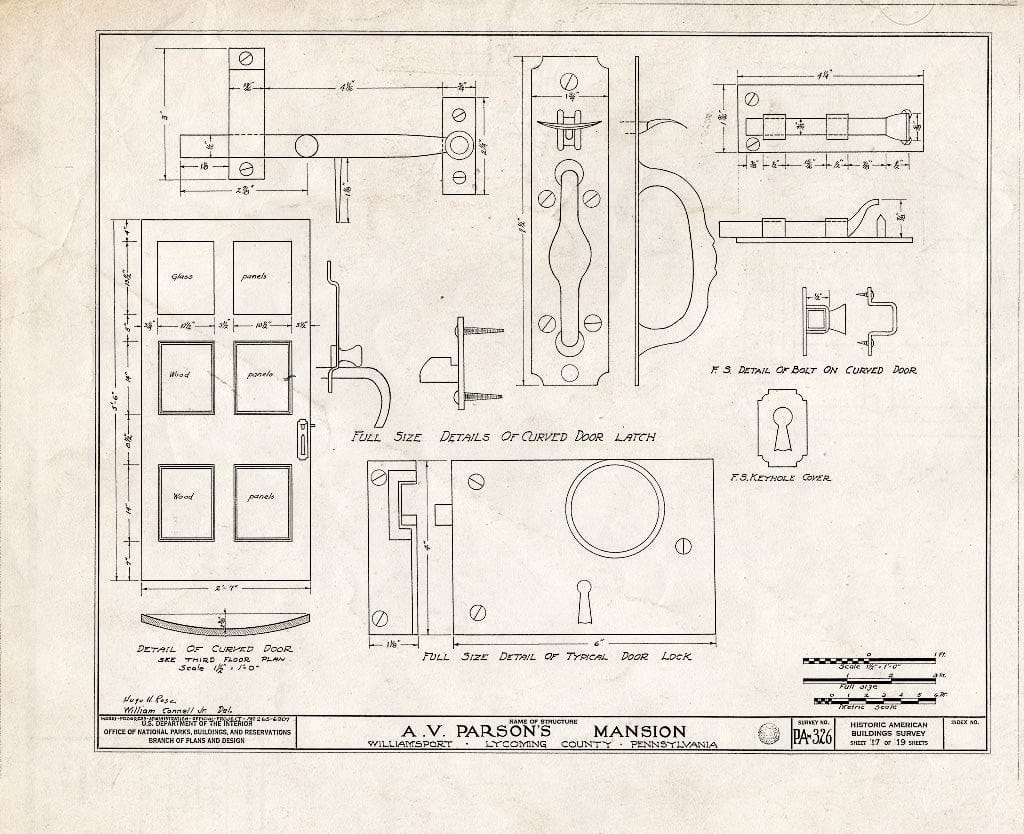 Blueprint HABS PA,41-WILPO,1- (Sheet 17 of 19) - Judge A. V. Parson Mansion, 5 East Fourth Street, Williamsport, Lycoming County, PA