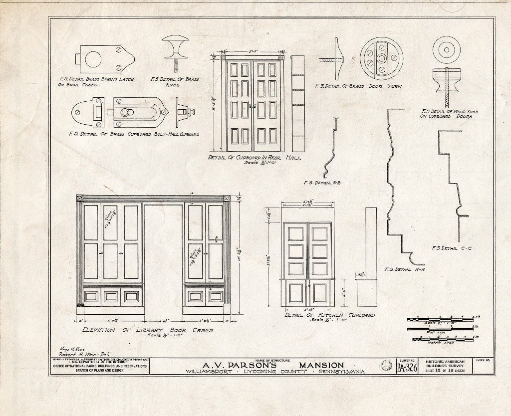 Blueprint HABS PA,41-WILPO,1- (Sheet 18 of 19) - Judge A. V. Parson Mansion, 5 East Fourth Street, Williamsport, Lycoming County, PA