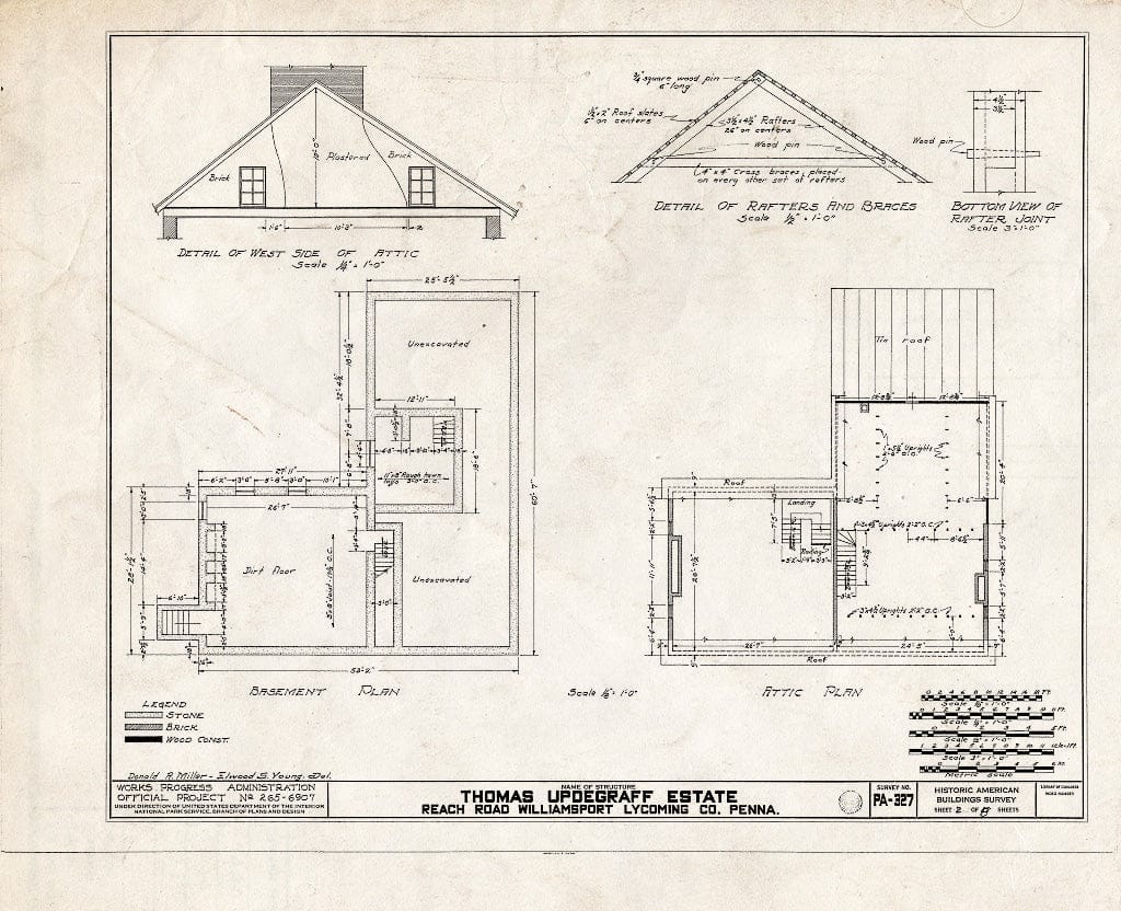 Blueprint HABS PA,41-WILPO,2- (Sheet 2 of 8) - Thomas Updegraff House, Reach Road, Williamsport, Lycoming County, PA