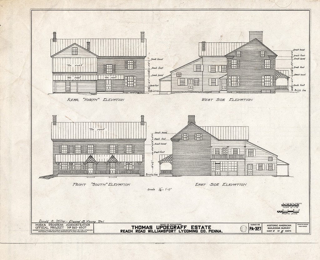 Blueprint HABS PA,41-WILPO,2- (Sheet 4 of 8) - Thomas Updegraff House, Reach Road, Williamsport, Lycoming County, PA