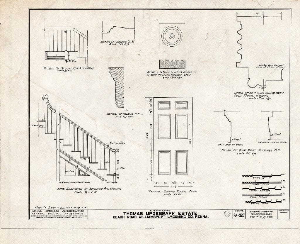 Blueprint HABS PA,41-WILPO,2- (Sheet 7 of 8) - Thomas Updegraff House, Reach Road, Williamsport, Lycoming County, PA