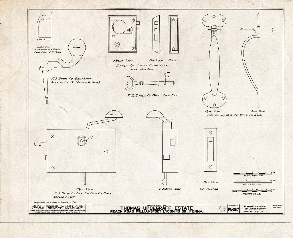 Blueprint HABS PA,41-WILPO,2- (Sheet 8 of 8) - Thomas Updegraff House, Reach Road, Williamsport, Lycoming County, PA