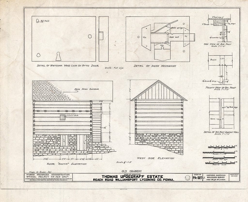 Blueprint HABS PA,41-WILPO,2A- (Sheet 2 of 3) - Thomas Updegraff Log Granary, Reach Road, Williamsport, Lycoming County, PA