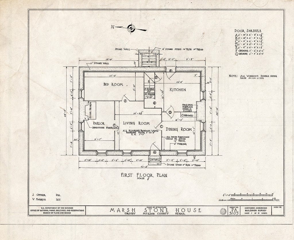 Blueprint HABS PA,42-CROSB.V,1- (Sheet 1 of 6) - Marsh Stone House, State Route 46, Crosby, McKean County, PA