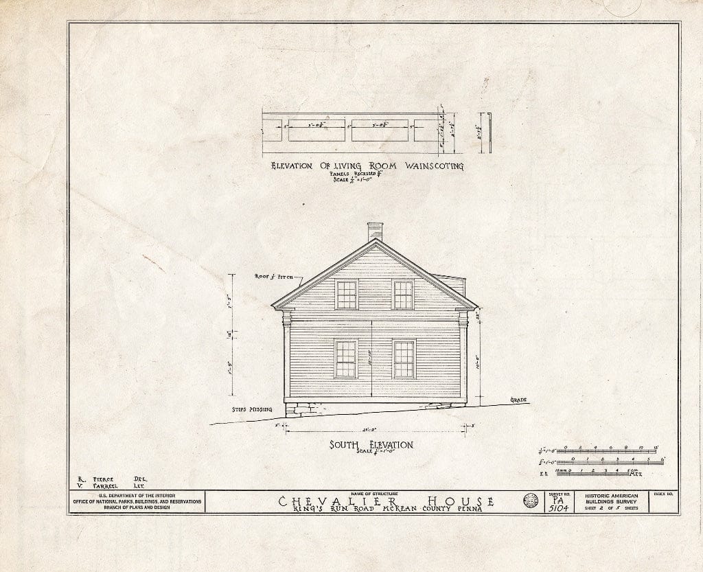 Blueprint HABS PA,42-CER.V,1- (Sheet 2 of 5) - Chevalier House, King's Run Road, Myrtle, McKean County, PA