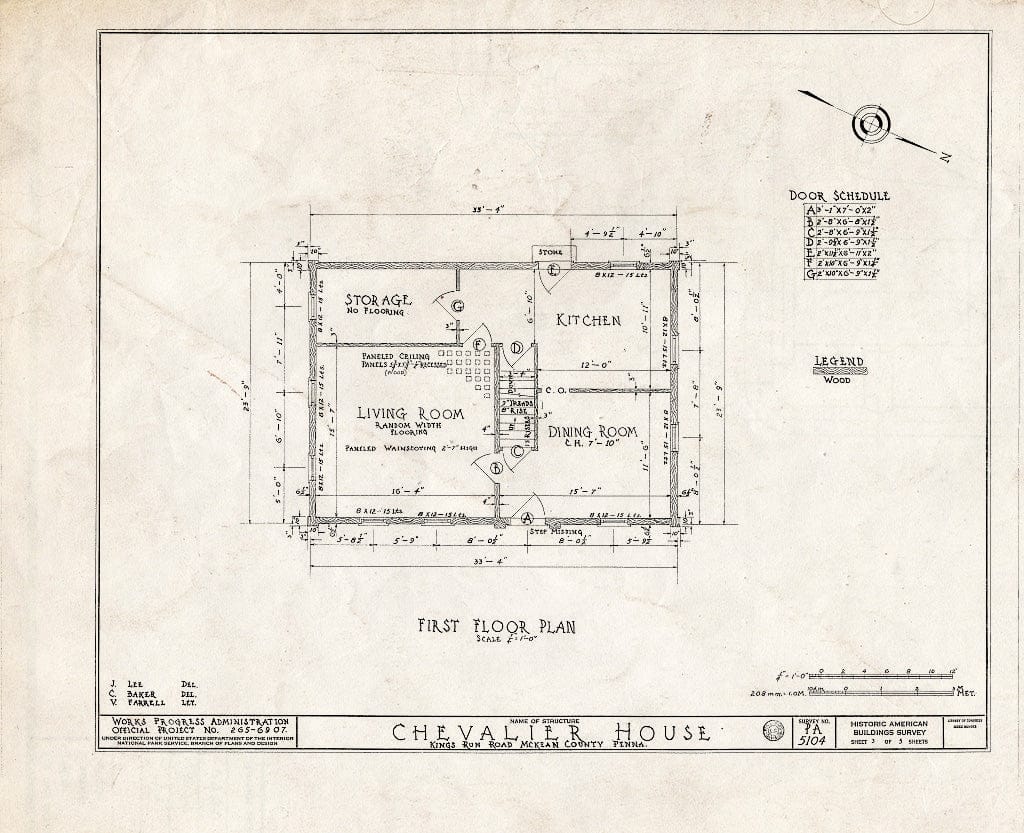 Blueprint HABS PA,42-CER.V,1- (Sheet 3 of 5) - Chevalier House, King's Run Road, Myrtle, McKean County, PA
