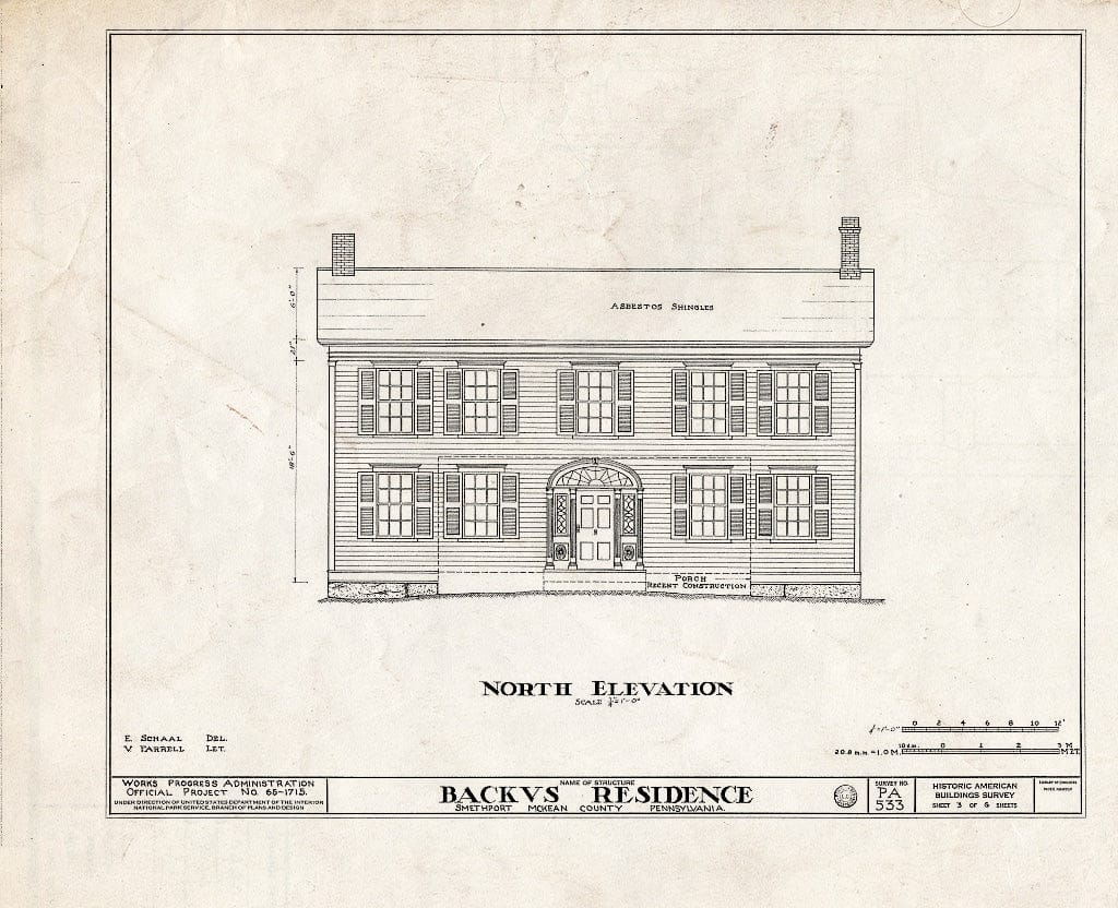 Blueprint HABS PA,42-SMETH,1- (Sheet 3 of 6) - Backus House, Smethport, McKean County, PA