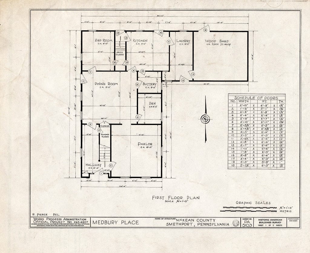 Blueprint HABS PA,42-SMETH,2- (Sheet 1 of 7) - Medbury Place, 604 Main Street, Smethport, McKean County, PA