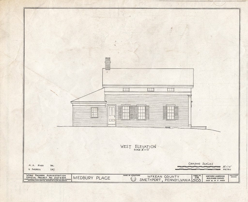 Blueprint HABS PA,42-SMETH,2- (Sheet 4 of 7) - Medbury Place, 604 Main Street, Smethport, McKean County, PA