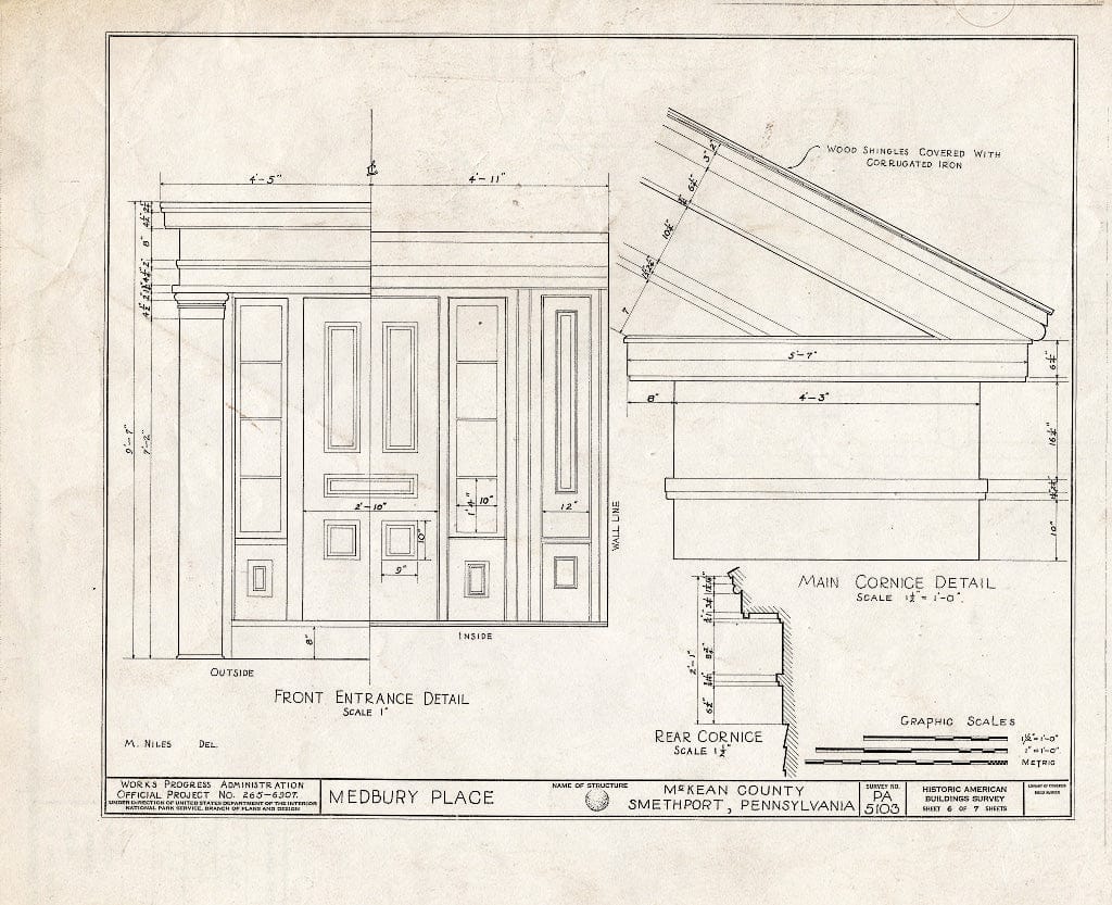Blueprint HABS PA,42-SMETH,2- (Sheet 6 of 7) - Medbury Place, 604 Main Street, Smethport, McKean County, PA