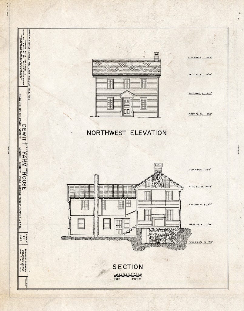 Blueprint HABS PA,45-SHAWD.V,1- (Sheet 3 of 3) - Dewitt Farm, River Road, South of U.S. Route 209, Shawnee on Delaware, Monroe County, PA