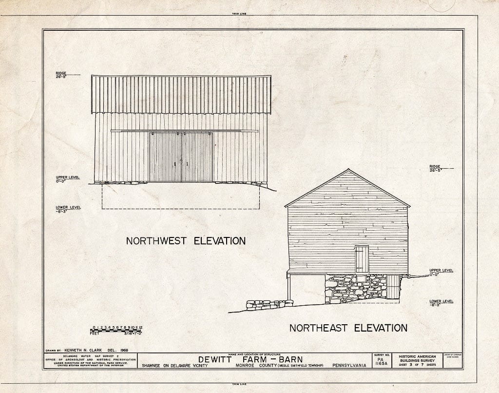 Blueprint HABS PA,45-SHAWD.V,1A- (Sheet 3 of 7) - Dewitt Farm, Barn, (Middle Smithfield Township), Shawnee on Delaware, Monroe County, PA