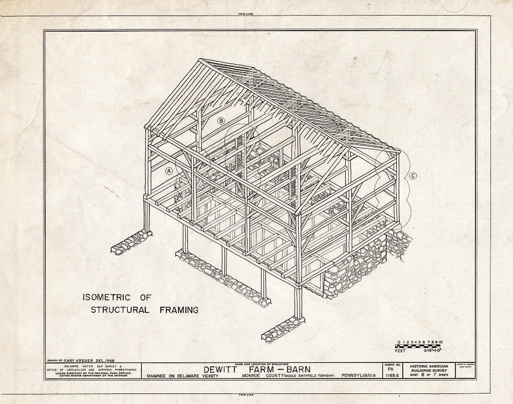Blueprint HABS PA,45-SHAWD.V,1A- (Sheet 6 of 7) - Dewitt Farm, Barn, (Middle Smithfield Township), Shawnee on Delaware, Monroe County, PA