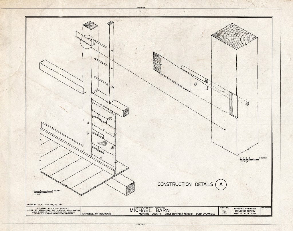 Blueprint HABS PA,45-SHAWD.V,2A- (Sheet 12 of 15) - Michael Barn, River Road (Middle Smithfield Township), Shawnee on Delaware, Monroe County, PA