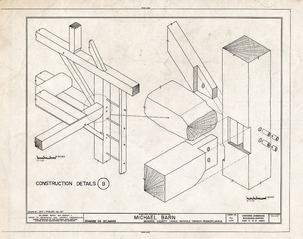 Blueprint HABS PA,45-SHAWD.V,2A- (Sheet 13 of 15) - Michael Barn, River Road (Middle Smithfield Township), Shawnee on Delaware, Monroe County, PA