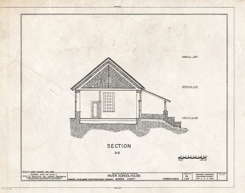 Blueprint HABS PA,45-SHAWD.V,5- (Sheet 4 of 4) - River Schoolhouse, River Road (Smithfield Township), Shawnee on Delaware, Monroe County, PA