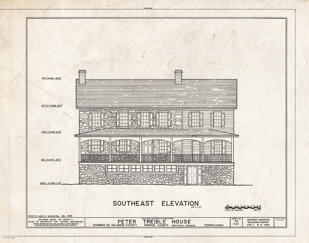 Blueprint HABS PA,45-SHAWD.V,6- (Sheet 5 of 13) - Peter Treible House, River Road (Smithfield Township), Shawnee on Delaware, Monroe County, PA