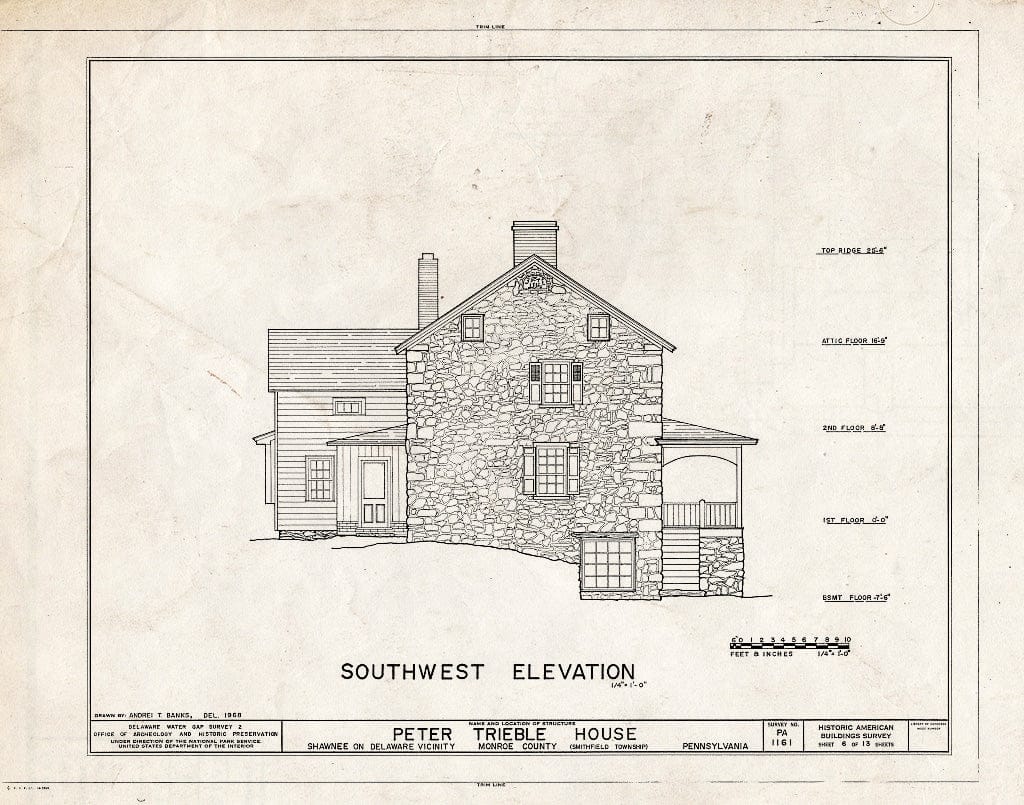 Blueprint HABS PA,45-SHAWD.V,6- (Sheet 6 of 13) - Peter Treible House, River Road (Smithfield Township), Shawnee on Delaware, Monroe County, PA