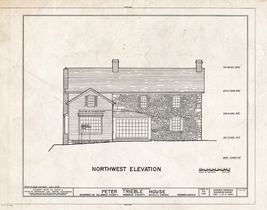 Blueprint HABS PA,45-SHAWD.V,6- (Sheet 7 of 13) - Peter Treible House, River Road (Smithfield Township), Shawnee on Delaware, Monroe County, PA