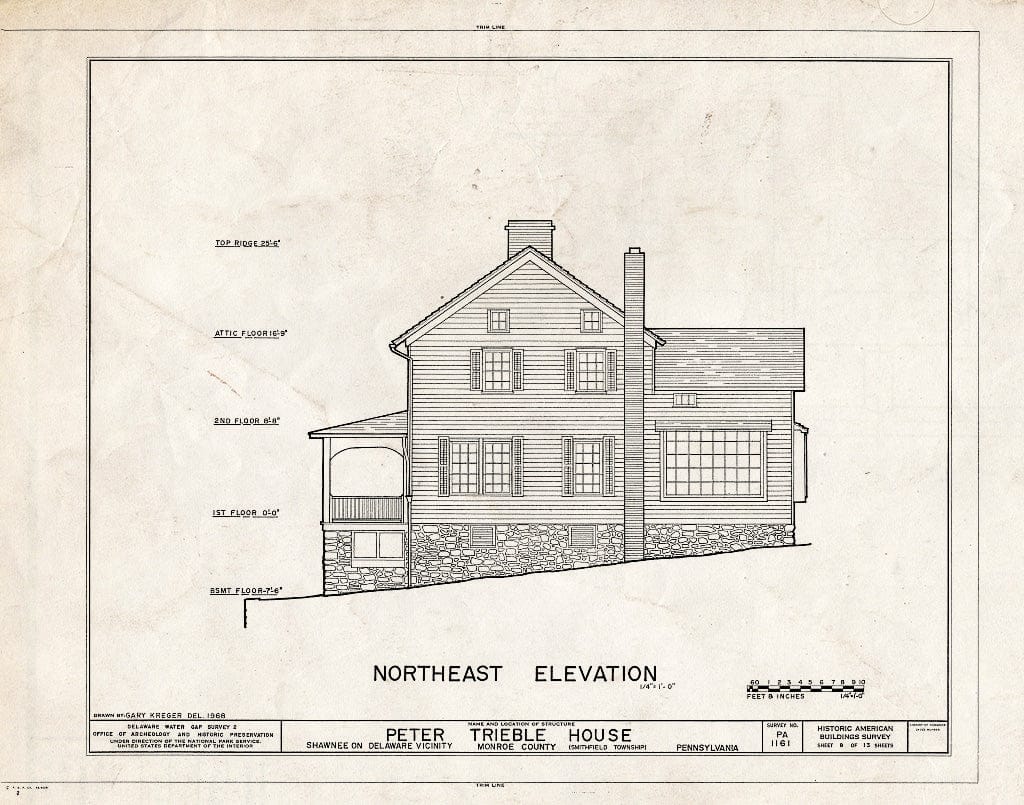 Blueprint HABS PA,45-SHAWD.V,6- (Sheet 8 of 13) - Peter Treible House, River Road (Smithfield Township), Shawnee on Delaware, Monroe County, PA