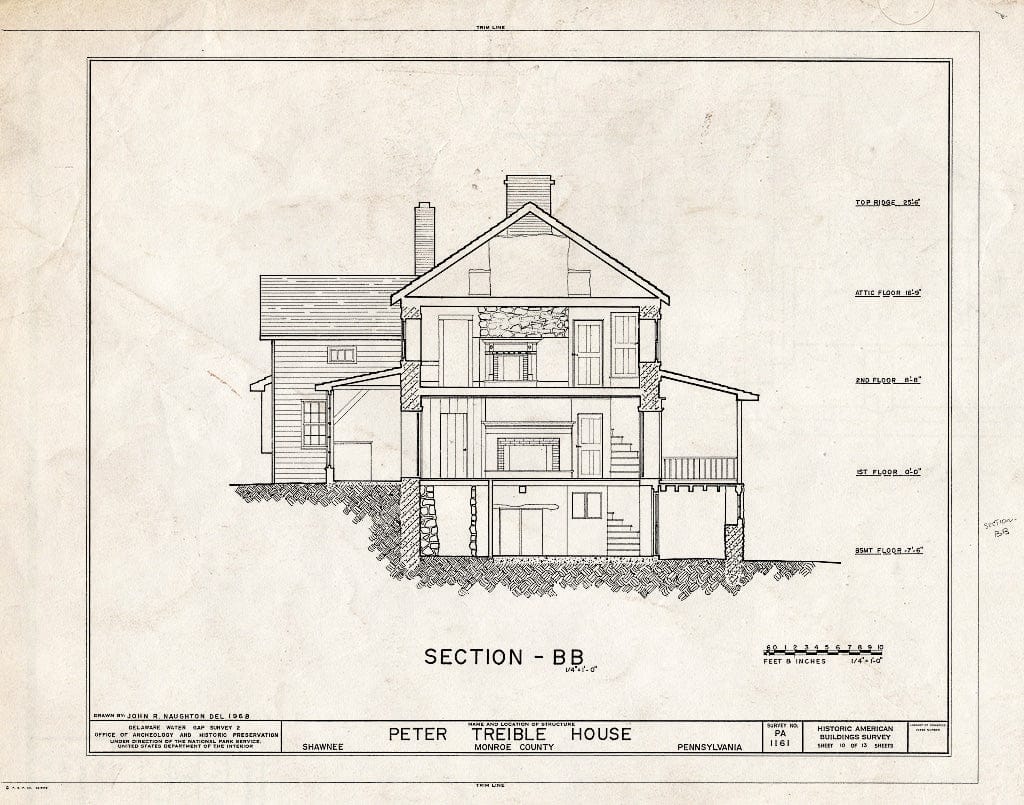 Blueprint HABS PA,45-SHAWD.V,6- (Sheet 10 of 13) - Peter Treible House, River Road (Smithfield Township), Shawnee on Delaware, Monroe County, PA