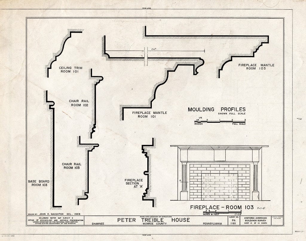 Blueprint HABS PA,45-SHAWD.V,6- (Sheet 12 of 13) - Peter Treible House, River Road (Smithfield Township), Shawnee on Delaware, Monroe County, PA