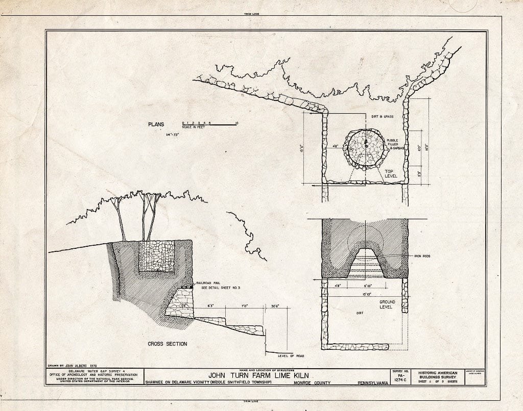 Blueprint HABS PA,45-SHAWD.V,7C- (Sheet 2 of 3) - John Turn Farm, Lime Kiln, River Road (Middle Smithfield Township), Shawnee on Delaware, Monroe County, PA
