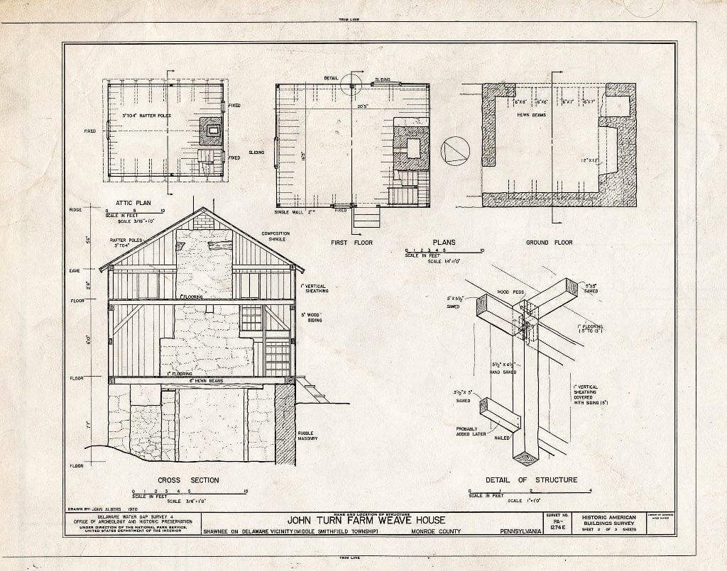 Blueprint HABS PA,45-SHAWD.V,7E- (Sheet 2 of 3) - John Turn Farm, Weaver House, River Road (Middle Smithfield Township), Shawnee on Delaware, Monroe County, PA