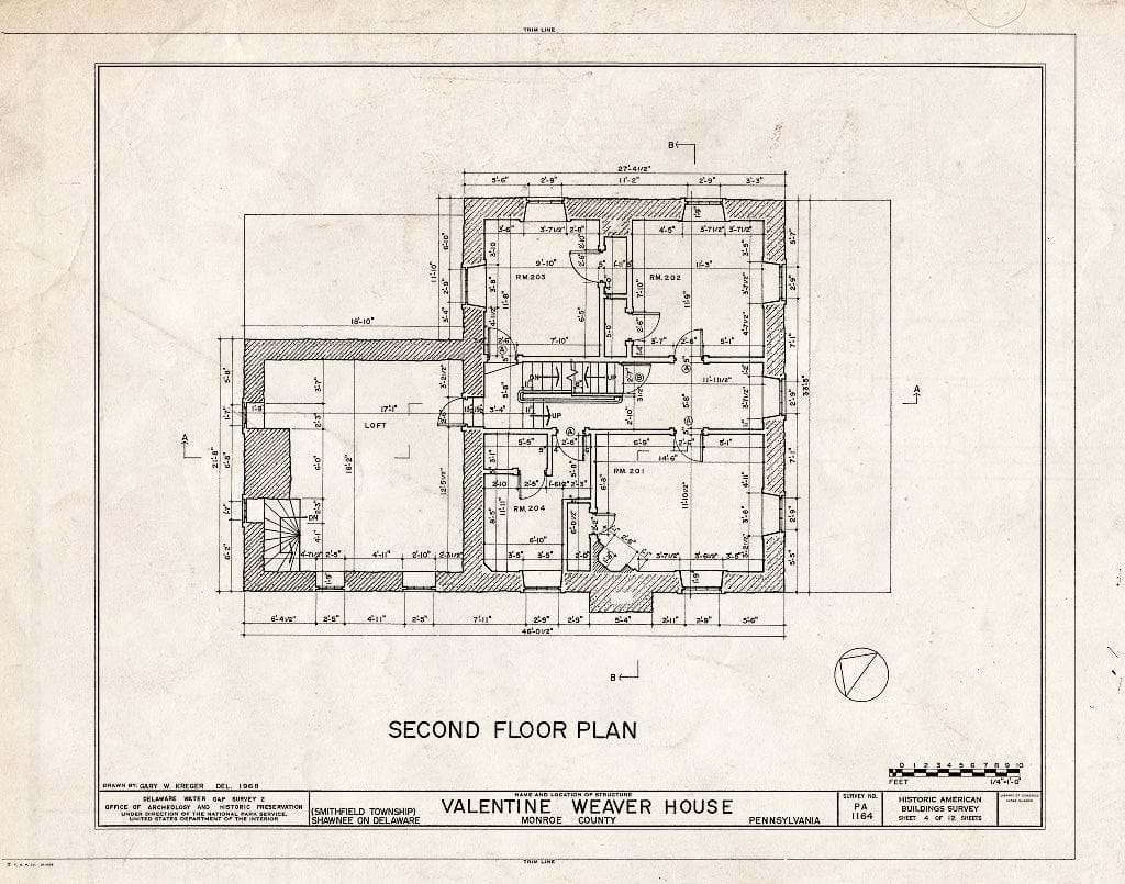 Blueprint HABS PA,45-SHAWD.V,9- (Sheet 4 of 12) - Valentine Weaver House, River Road (Smithfield Township), Shawnee on Delaware, Monroe County, PA