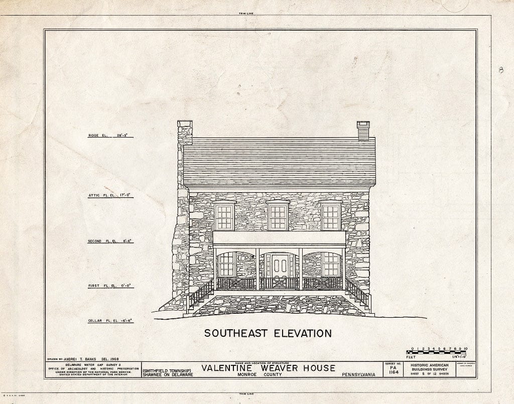 Blueprint HABS PA,45-SHAWD.V,9- (Sheet 5 of 12) - Valentine Weaver House, River Road (Smithfield Township), Shawnee on Delaware, Monroe County, PA