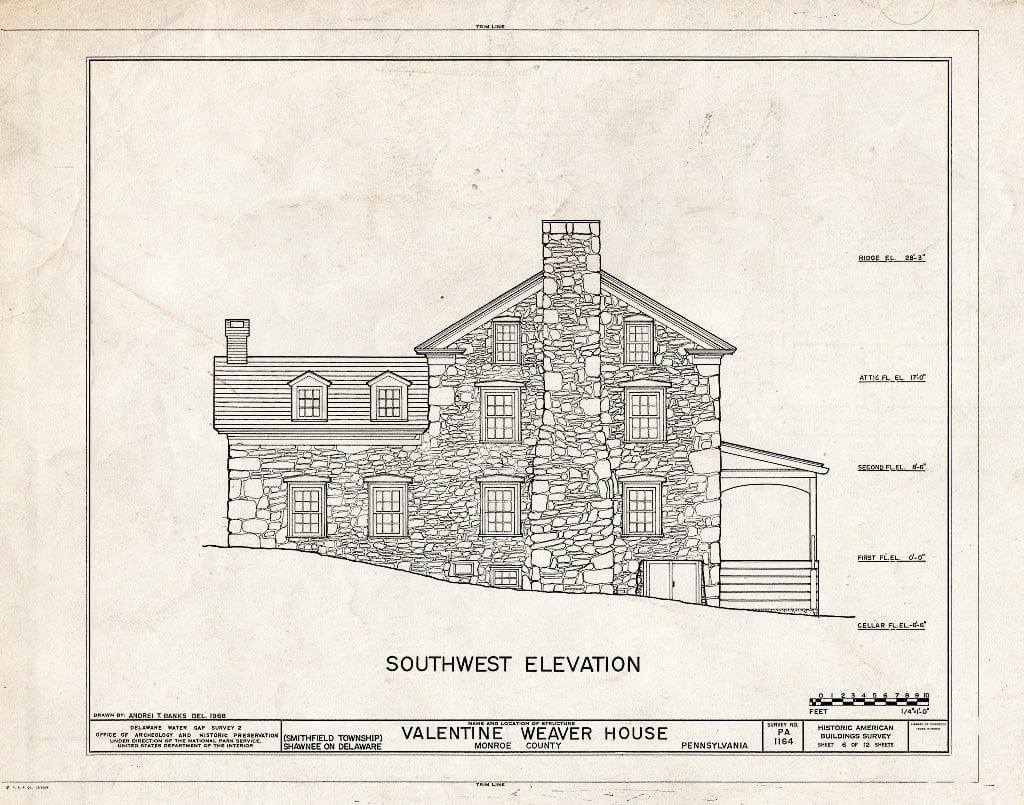Blueprint HABS PA,45-SHAWD.V,9- (Sheet 6 of 12) - Valentine Weaver House, River Road (Smithfield Township), Shawnee on Delaware, Monroe County, PA