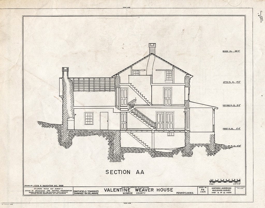 Blueprint HABS PA,45-SHAWD.V,9- (Sheet 9 of 12) - Valentine Weaver House, River Road (Smithfield Township), Shawnee on Delaware, Monroe County, PA