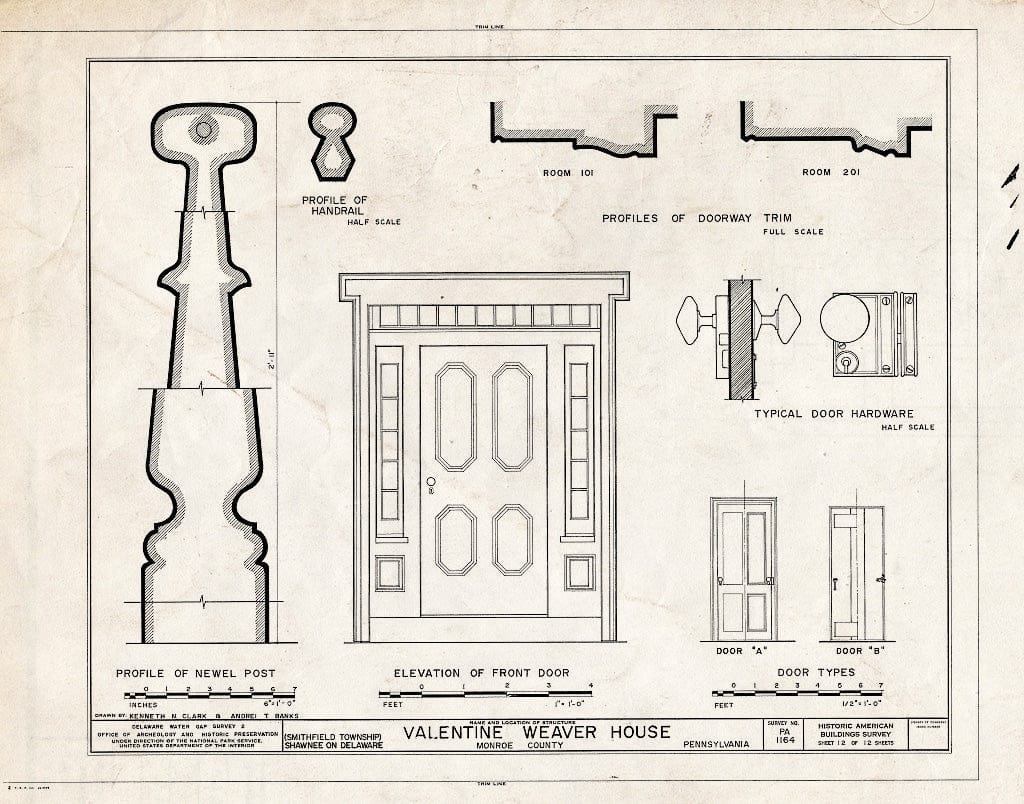 Blueprint HABS PA,45-SHAWD.V,9- (Sheet 12 of 12) - Valentine Weaver House, River Road (Smithfield Township), Shawnee on Delaware, Monroe County, PA