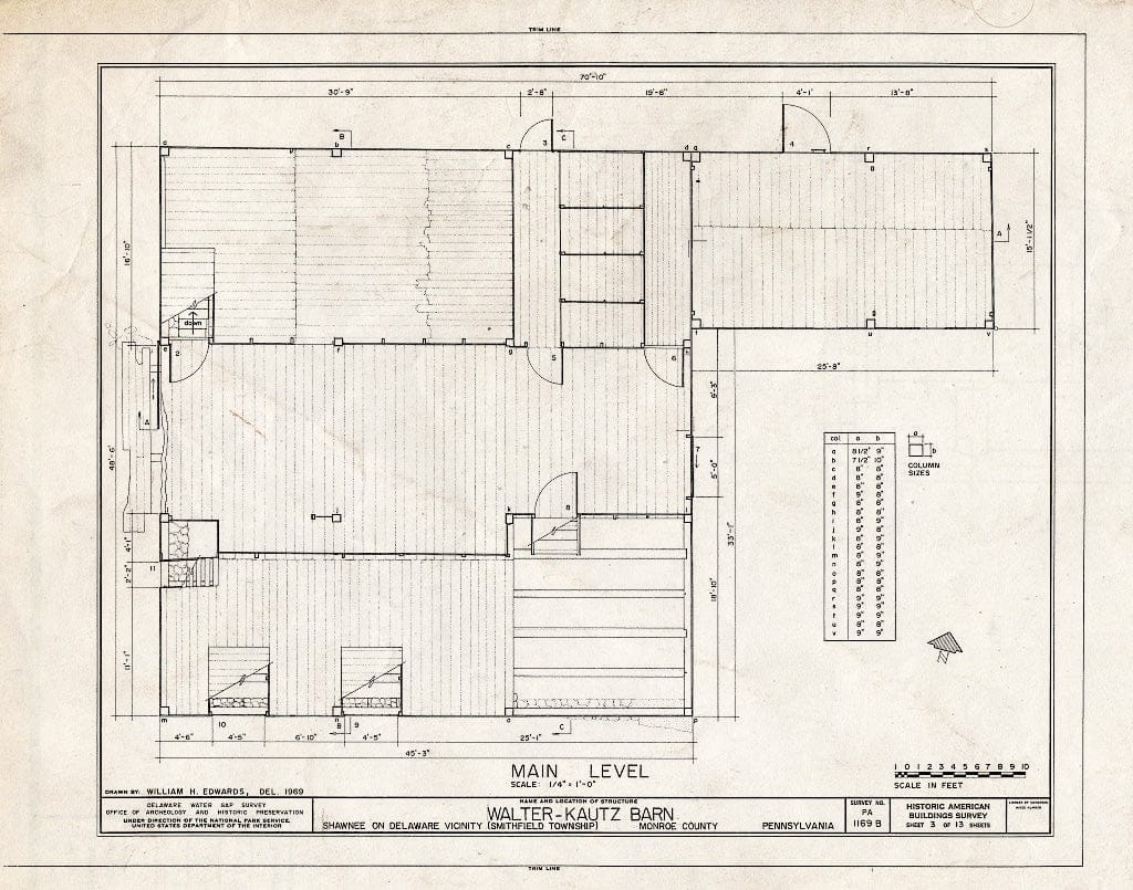 Blueprint HABS PA,45-SHAWD.V,8B- (Sheet 3 of 13) - Walter-Kautz Farm, Barn, River Road (Smithfield Township), Shawnee on Delaware, Monroe County, PA
