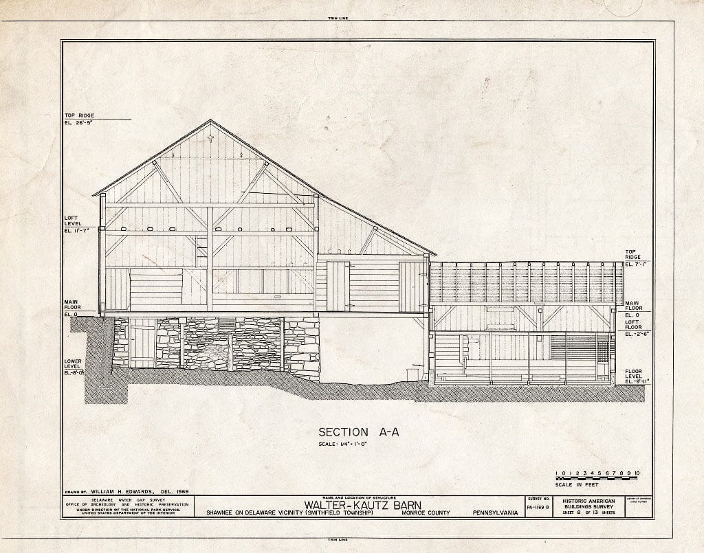 Blueprint HABS PA,45-SHAWD.V,8B- (Sheet 8 of 13) - Walter-Kautz Farm, Barn, River Road (Smithfield Township), Shawnee on Delaware, Monroe County, PA