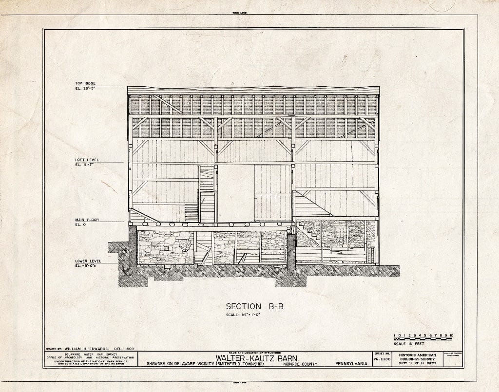 Blueprint HABS PA,45-SHAWD.V,8B- (Sheet 9 of 13) - Walter-Kautz Farm, Barn, River Road (Smithfield Township), Shawnee on Delaware, Monroe County, PA