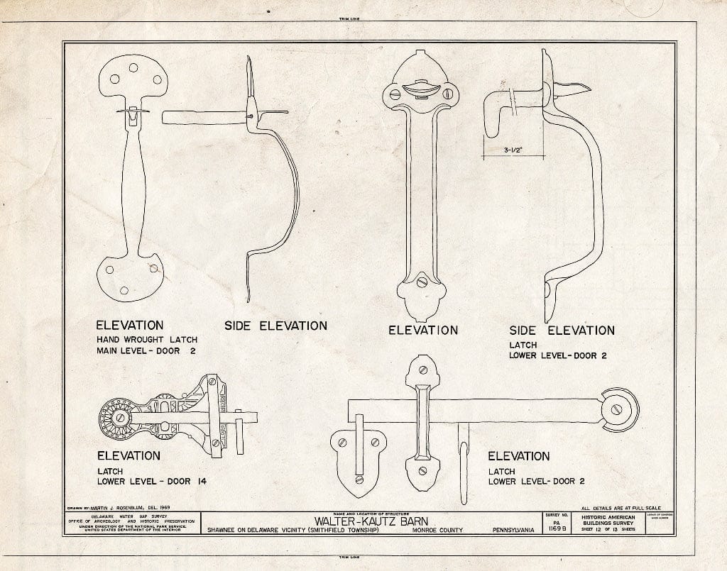Blueprint HABS PA,45-SHAWD.V,8B- (Sheet 12 of 13) - Walter-Kautz Farm, Barn, River Road (Smithfield Township), Shawnee on Delaware, Monroe County, PA