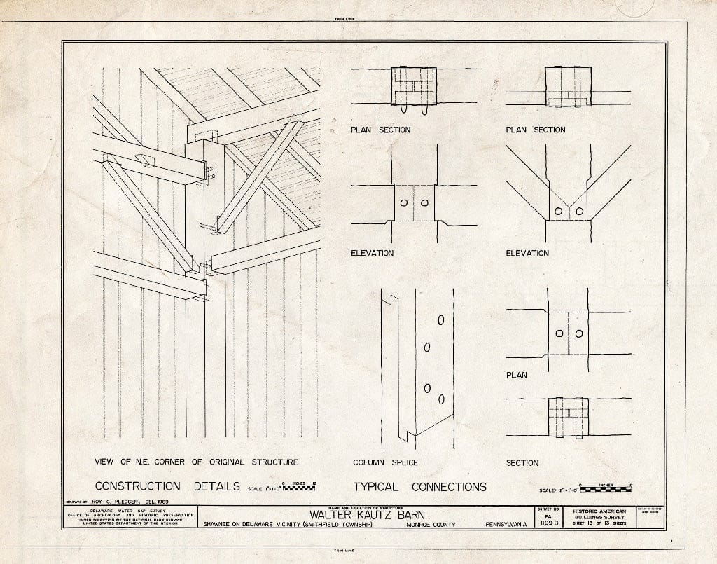 Blueprint HABS PA,45-SHAWD.V,8B- (Sheet 13 of 13) - Walter-Kautz Farm, Barn, River Road (Smithfield Township), Shawnee on Delaware, Monroe County, PA