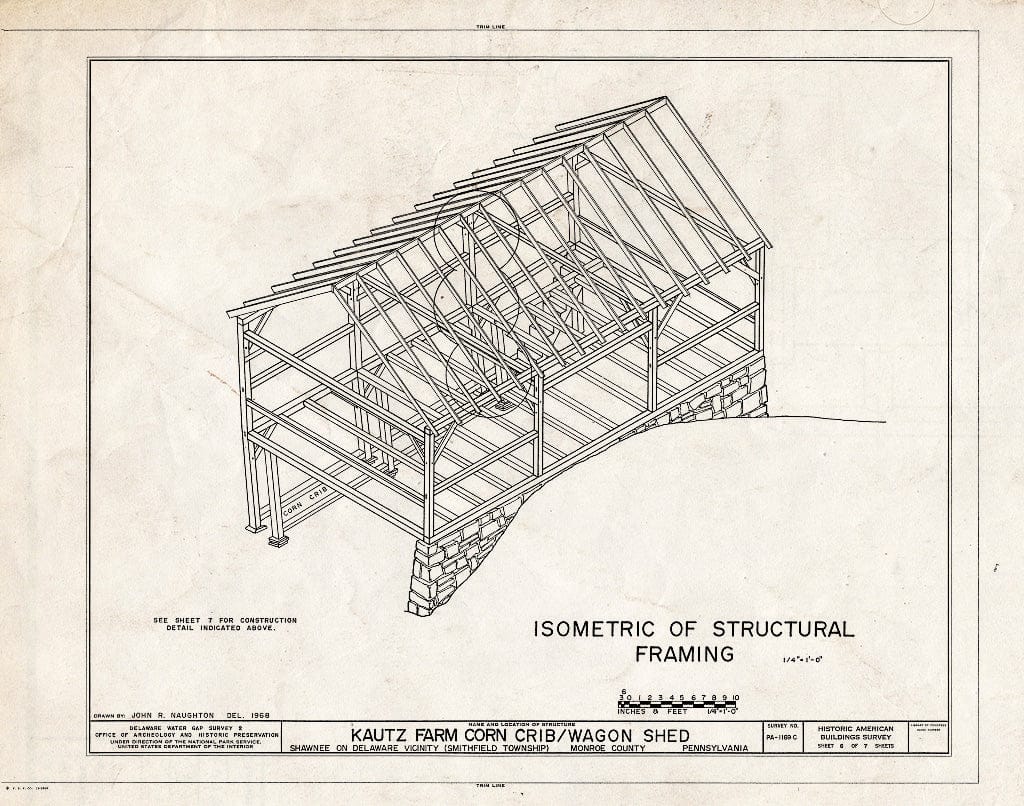 Blueprint HABS PA,45-SHAWD.V,8C- (Sheet 6 of 7) - Walter-Kautz Farm, Corn Crib-Wagon Shed, River Road (Smithfield Township), Shawnee on Delaware, Monroe County, PA