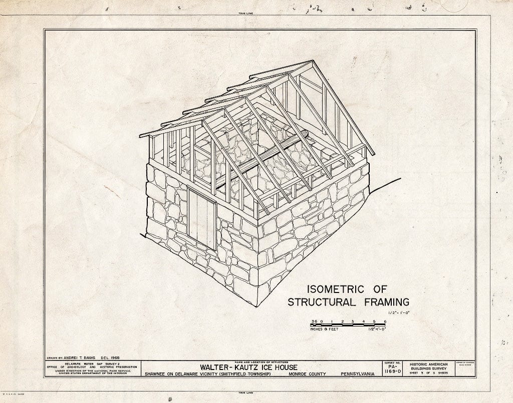 Blueprint HABS PA,45-SHAWD.V,8D- (Sheet 3 of 3) - Walter-Kautz Farm, Icehouse, River Road (Smithfield Township), Shawnee on Delaware, Monroe County, PA