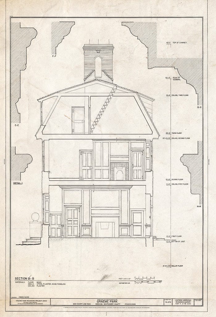 Blueprint HABS PA,46-HORM,1- (Sheet 11 of 12) - Graeme Park, 859 County Line Road, Horsham, Montgomery County, PA