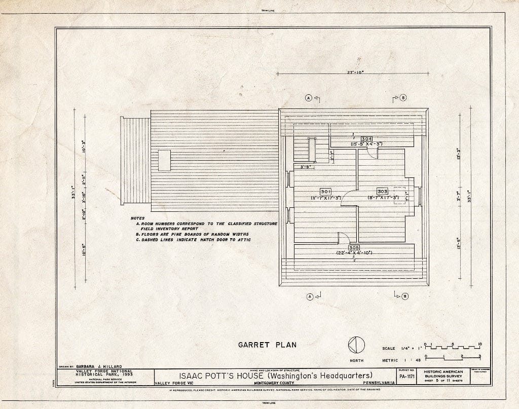Blueprint HABS PA,46-VALFO,1- (Sheet 5 of 11) - Isaac Potts House, South of Schuylkill River, King of Prussia, Montgomery County, PA
