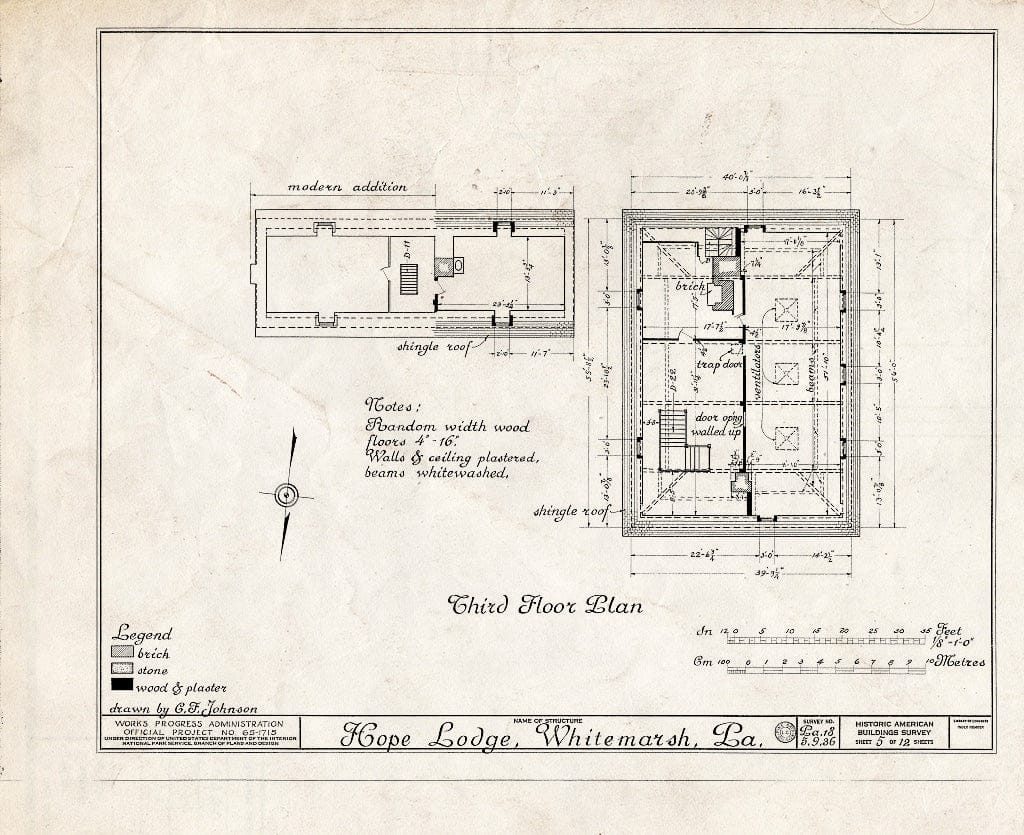 Blueprint HABS PA,46-Whim,2- (Sheet 5 of 12) - Hope Lodge, Bethlehem & Skippack Pikes, Whitemarsh, Montgomery County, PA
