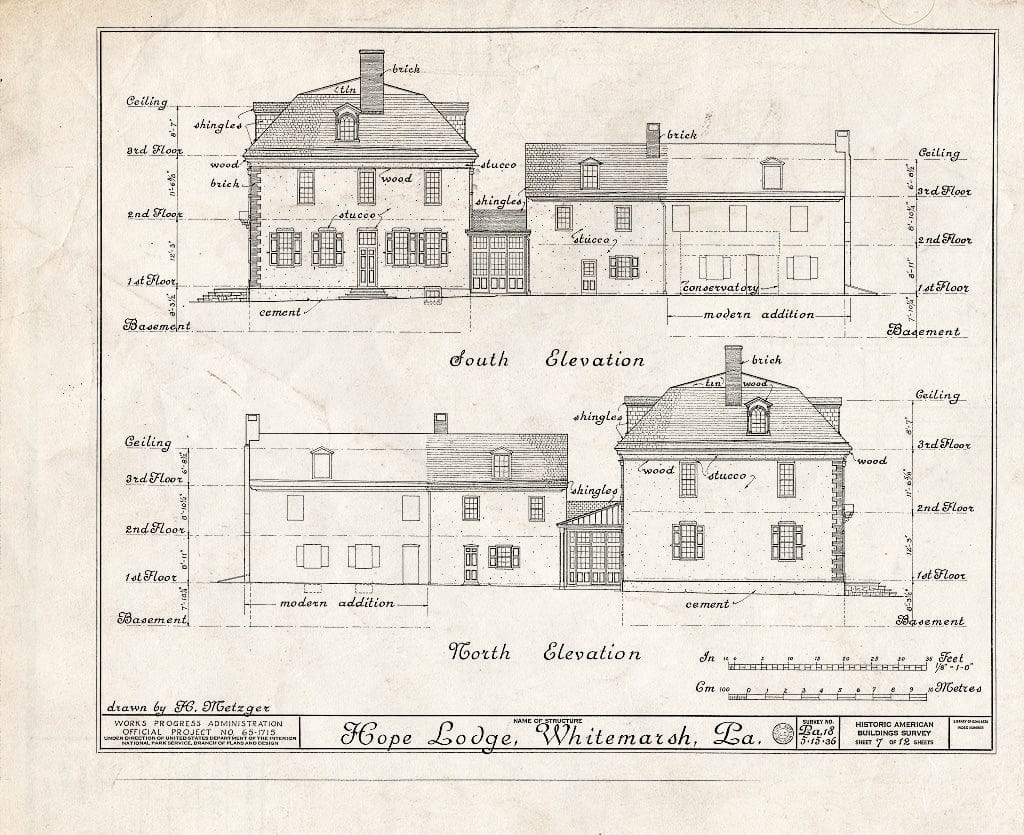 Blueprint HABS PA,46-Whim,2- (Sheet 7 of 12) - Hope Lodge, Bethlehem & Skippack Pikes, Whitemarsh, Montgomery County, PA