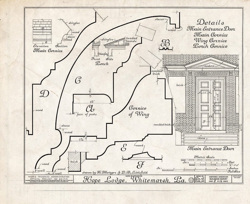 Blueprint HABS PA,46-Whim,2- (Sheet 8 of 12) - Hope Lodge, Bethlehem & Skippack Pikes, Whitemarsh, Montgomery County, PA