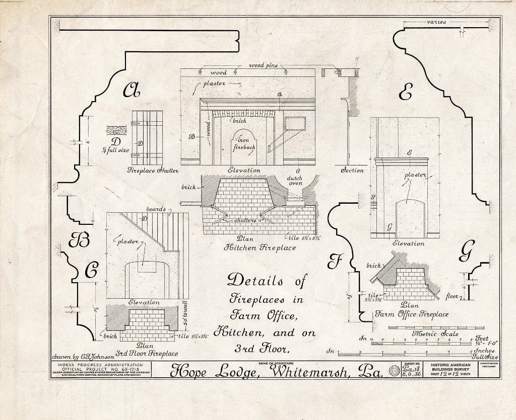 Blueprint HABS PA,46-Whim,2- (Sheet 12 of 12) - Hope Lodge, Bethlehem & Skippack Pikes, Whitemarsh, Montgomery County, PA