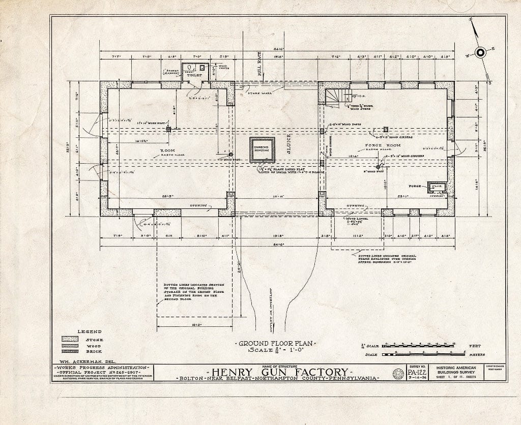 Blueprint HABS PA,48-Bolt,1- (Sheet 1 of 11) - Henry Gun Factory, Belfast, Northampton County, PA