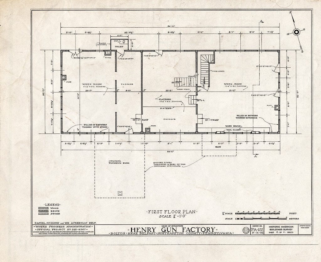 Blueprint HABS PA,48-Bolt,1- (Sheet 2 of 11) - Henry Gun Factory, Belfast, Northampton County, PA